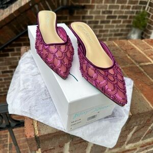 Betsey Johnson Pink Sequin Pointed-Toe Mules NWT